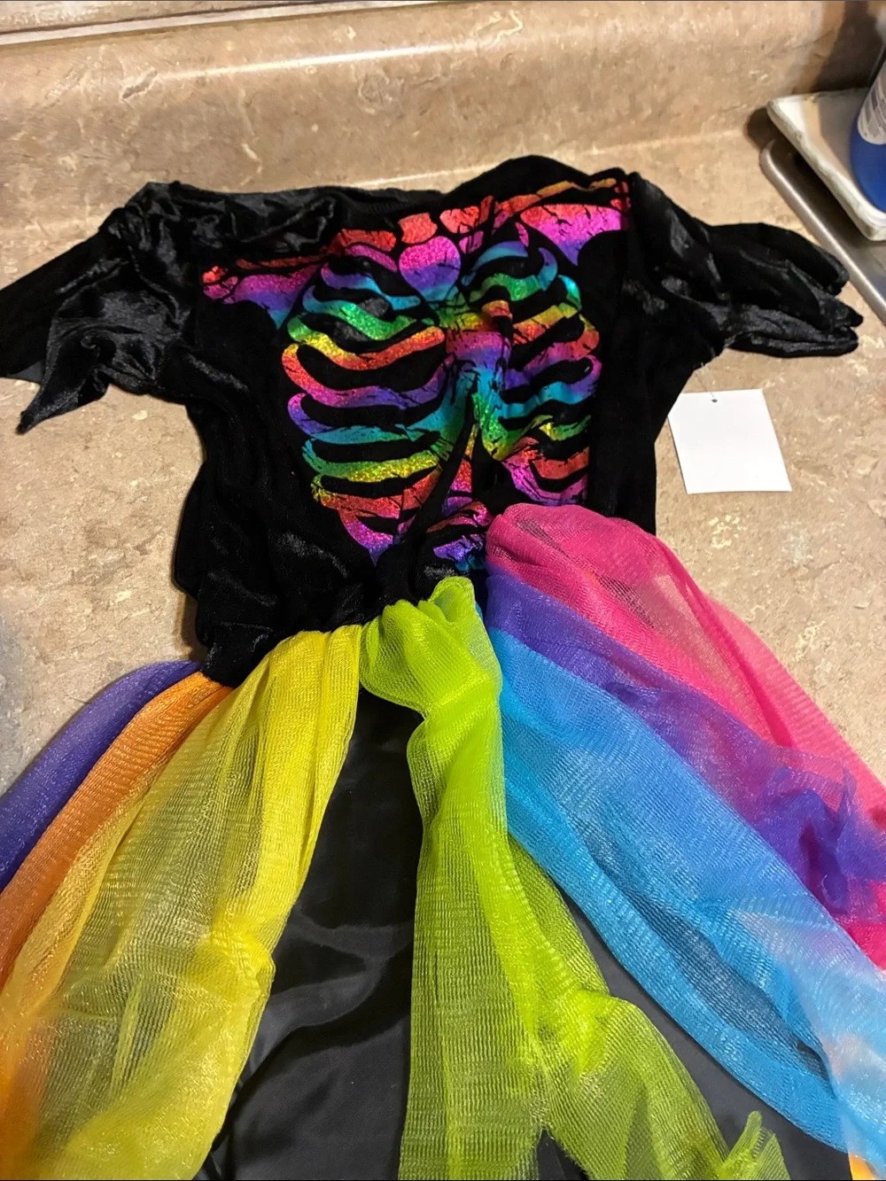 Halloween Rainbow Foil Skeleton Size Large 10-12 Costume -